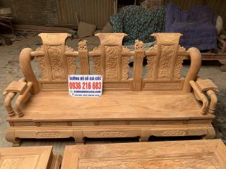 Bộ Tần Thủy Hoàng tay cột 12 siêu vip gỗ Gõ đỏ giá tại xưởng 8