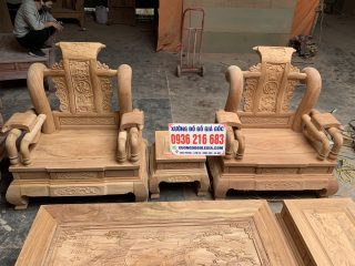 Bộ Tần Thủy Hoàng tay cột 12 siêu vip gỗ Gõ đỏ giá tại xưởng 10