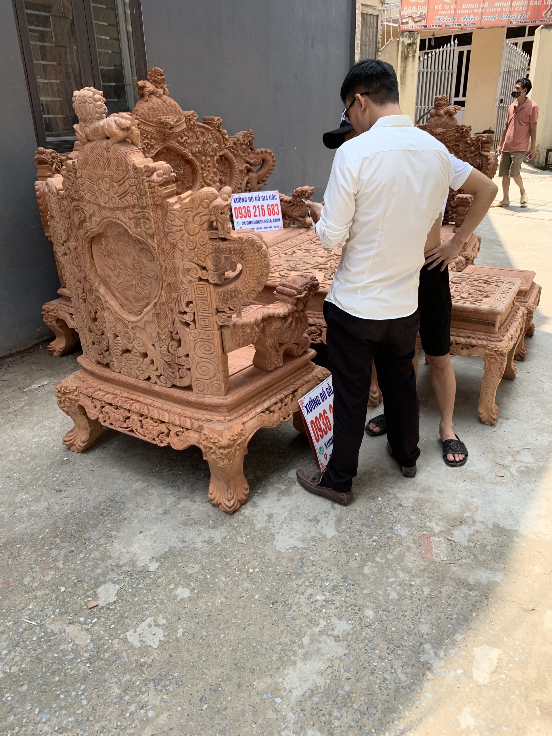 Bộ Rồng Đỉnh tay 14 siêu vip gỗ Hương đá 30