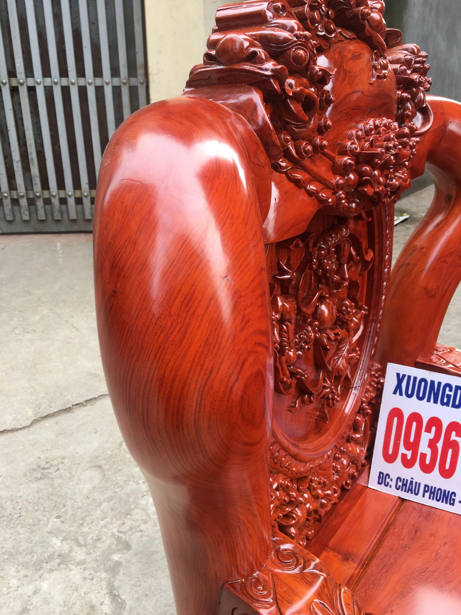 Bộ Minh Quốc Nghê Phượng tay cột 14 gỗ Hương đá 37