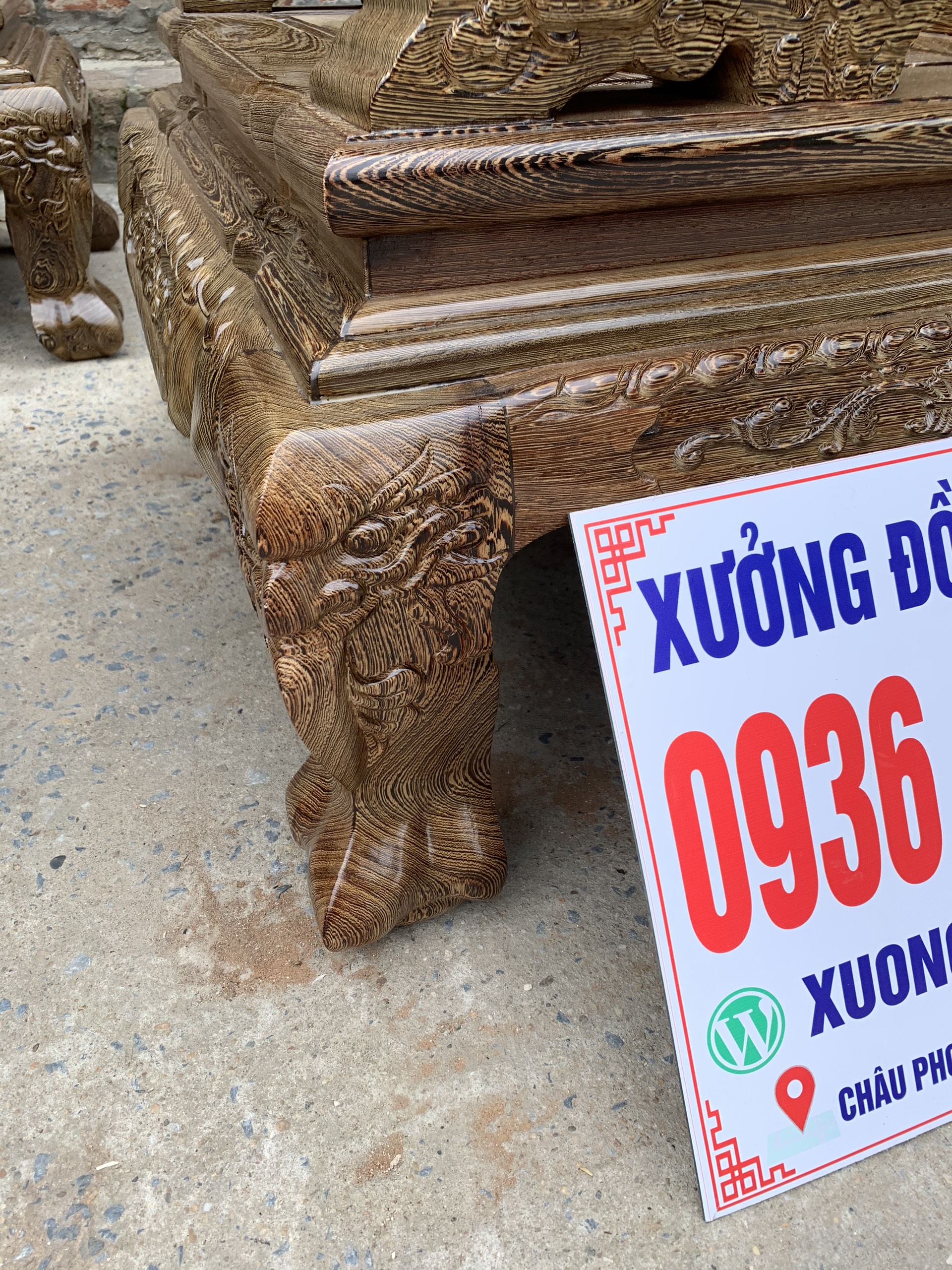 Bộ Minh quốc Nghê Phượng chất liệu gỗ Mun đuôi công 22