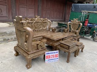 Bộ Minh quốc Nghê Phượng chất liệu gỗ Mun đuôi công 16