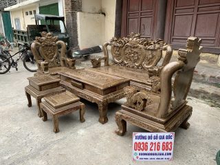 Bộ Minh quốc Nghê Phượng chất liệu gỗ Mun đuôi công 17