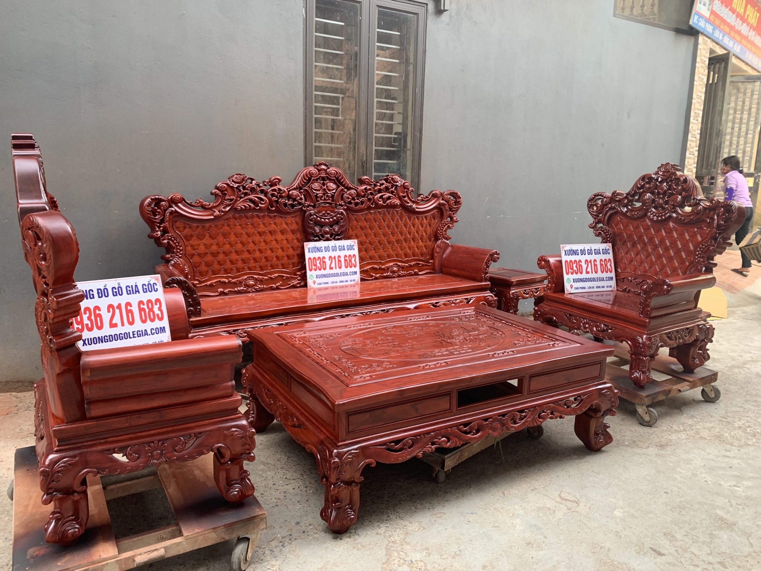 Bộ Hoàng Gia 6 món chất liệu gỗ Hương đỏ nhập khẩu 18