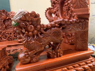 Bộ Rồng đỉnh chất liệu gỗ Hương đá siêu vip 13