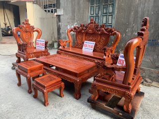 Bộ Minh Quốc Nghê Phượng - tay cột 12 gỗ hương đỏ 12