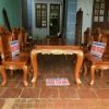 Bàn ghế ăn dát vàng 6 ghế 1 bàn gỗ Gõ đỏ