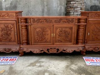 Kệ tivi cột nho con sóc gỗ Hương đá hàng dày 12