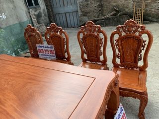 Bộ bàn ăn Hoa Hồng 8 ghế đục 2 mặt gỗ Hương đá Bộ bàn ăn Hoa Hồng 8 ghế đục 2 mặt gỗ Hương đá 22