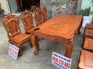 Bộ bàn ăn Hoa Hồng 8 ghế đục 2 mặt gỗ Hương đá Bộ bàn ăn Hoa Hồng 8 ghế đục 2 mặt gỗ Hương đá 17