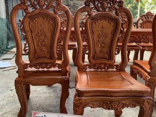 Bộ bàn ăn Hoa Hồng 8 ghế đục 2 mặt gỗ Hương đá Bộ bàn ăn Hoa Hồng 8 ghế đục 2 mặt gỗ Hương đá 13