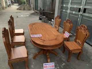 Bộ bàn ăn 6 ghế Louis 1 bàn gỗ Gõ đỏ mặt ván tràn dày 3cm Bộ bàn ăn 6 ghế Louis 1 bàn gỗ Gõ đỏ mặt ván tràn dày 3cm 25