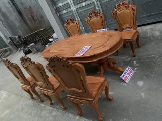 Bộ bàn ăn 6 ghế Louis 1 bàn gỗ Gõ đỏ mặt ván tràn dày 3cm Bộ bàn ăn 6 ghế Louis 1 bàn gỗ Gõ đỏ mặt ván tràn dày 3cm 22