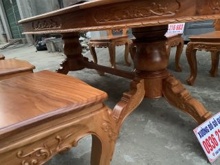 Bộ bàn ăn 6 ghế Louis 1 bàn gỗ Gõ đỏ mặt ván tràn dày 3cm Bộ bàn ăn 6 ghế Louis 1 bàn gỗ Gõ đỏ mặt ván tràn dày 3cm 21