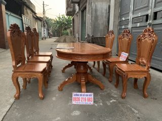 Bộ bàn ăn 6 ghế Louis 1 bàn gỗ Gõ đỏ mặt ván tràn dày 3cm Bộ bàn ăn 6 ghế Louis 1 bàn gỗ Gõ đỏ mặt ván tràn dày 3cm 19