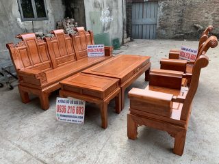 Bộ bàn ghế Âu Á Chương cuốn thư vách trơn gỗ Hương đá Bộ bàn ghế Âu Á Chương cuốn thư vách trơn gỗ Hương đá 12