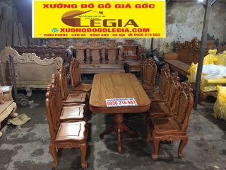 Bộ bàn ăn Hoa Hồng gỗ Gõ đục 2 mặt Bộ bàn ăn Hoa Hồng gỗ Gõ đục 2 mặt 5