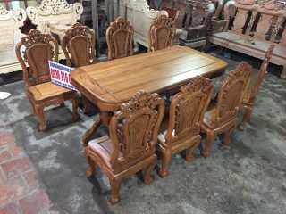 Bộ bàn ăn Hoa Hồng gỗ Gõ đục 2 mặt Bộ bàn ăn Hoa Hồng gỗ Gõ đục 2 mặt 7