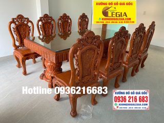 Bàn ăn nguyên khối 8 ghế Hoa Hồng đục 2 mặt gỗ gõ đỏ ( A Hùng - Thái Bình) Bàn ăn nguyên khối 8 ghế Hoa Hồng đục 2 mặt gỗ gõ đỏ ( A Hùng - Thái Bình) 6