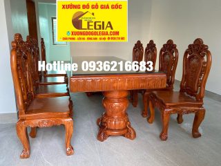 Bàn ăn nguyên khối 8 ghế Hoa Hồng đục 2 mặt gỗ gõ đỏ ( A Hùng - Thái Bình) Bàn ăn nguyên khối 8 ghế Hoa Hồng đục 2 mặt gỗ gõ đỏ ( A Hùng - Thái Bình) 8