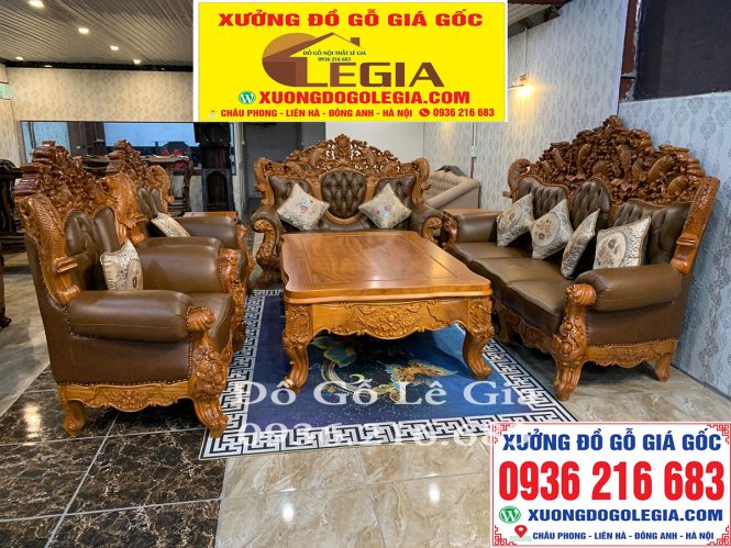 Bộ Hoàng Gia SoFa Cá Chép gỗ Gõ đỏ 1