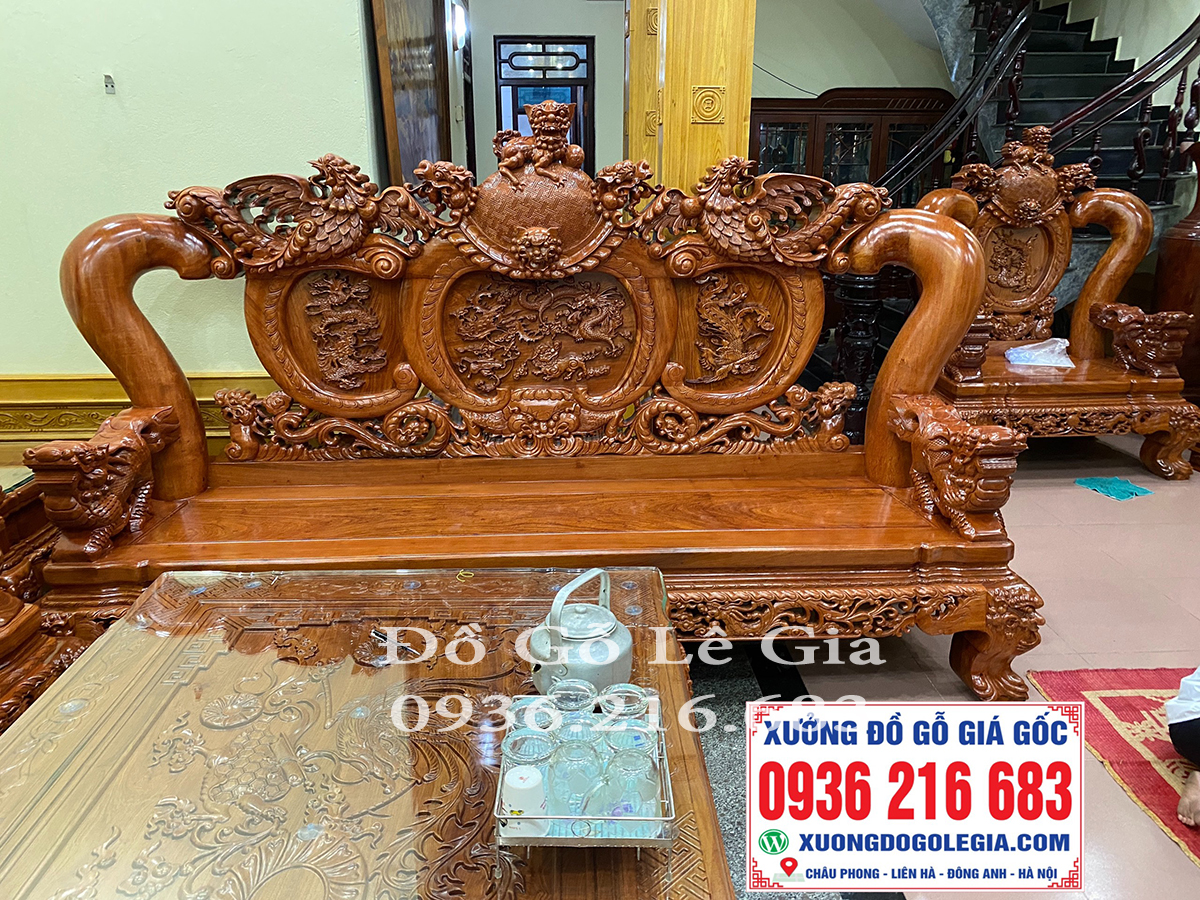 Bộ Minh Quốc Nghê Phượng cột 20 gỗ Hương ( A Phú - Quảng Ninh) 9