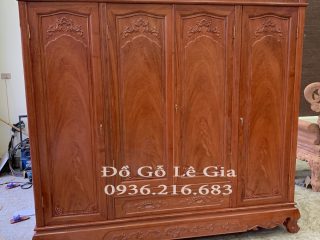 Tủ Áo 3 buồng 4 cánh gỗ Hương đá 9