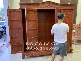 Tủ Áo 3 buồng 4 cánh gỗ Hương đá 10