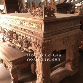 Sập Thờ Tứ Linh Chân dày 22cm gỗ Hương đá 10