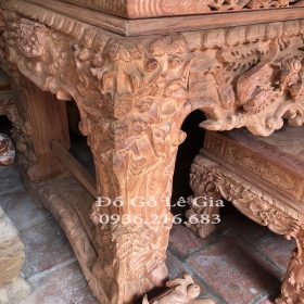 Sập Thờ Tứ Linh Chân dày 22cm gỗ Hương đá 15