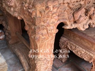 Sập Thờ Tứ Linh Chân dày 22cm gỗ Hương đá 9