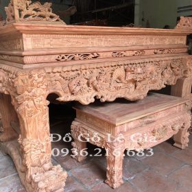 Sập Thờ Tứ Linh Chân dày 22cm gỗ Hương đá 14