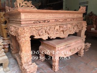 Sập Thờ Tứ Linh Chân dày 22cm gỗ Hương đá 6