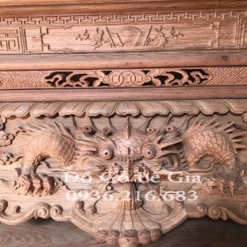 Sập Thờ Tứ Linh Chân dày 22cm gỗ Hương đá 13