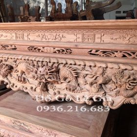 Sập Thờ Tứ Linh Chân dày 22cm gỗ Hương đá 12