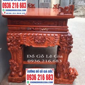 Sập Thờ Tứ Linh chân dày 22cm gỗ Hương đá 10