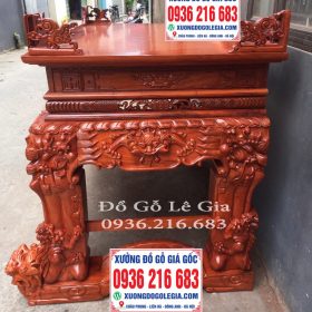 Sập Thờ Tứ Linh chân dày 22cm gỗ Hương đá 11