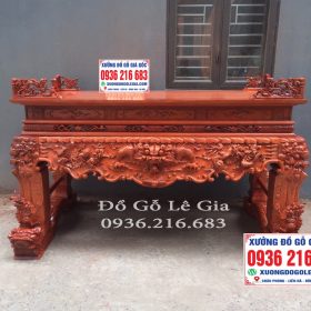 Sập Thờ Tứ Linh chân dày 22cm gỗ Hương đá 12