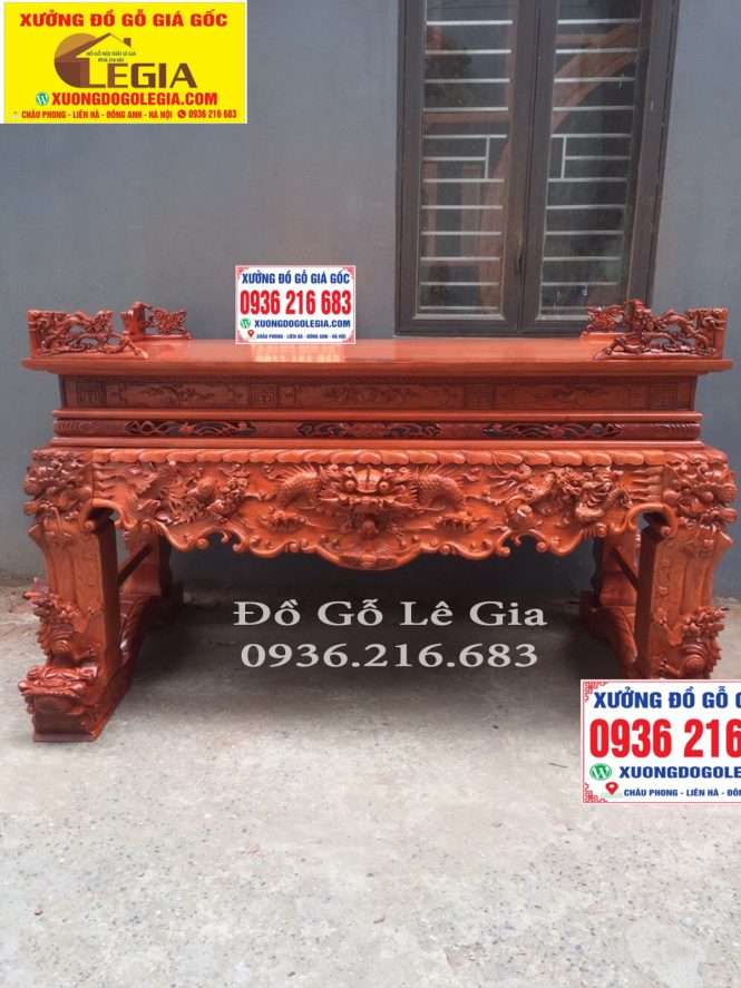 Sập Thờ Tứ Linh chân dày 22cm gỗ Hương đá 1