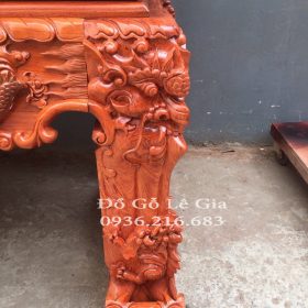 Sập Thờ Tứ Linh chân dày 22cm gỗ Hương đá 14