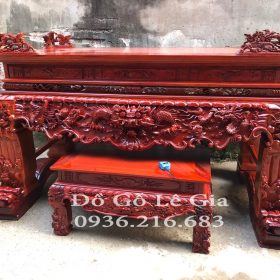 Sập Thờ Tứ Linh + bàn cơm gỗ Gụ Lào 8