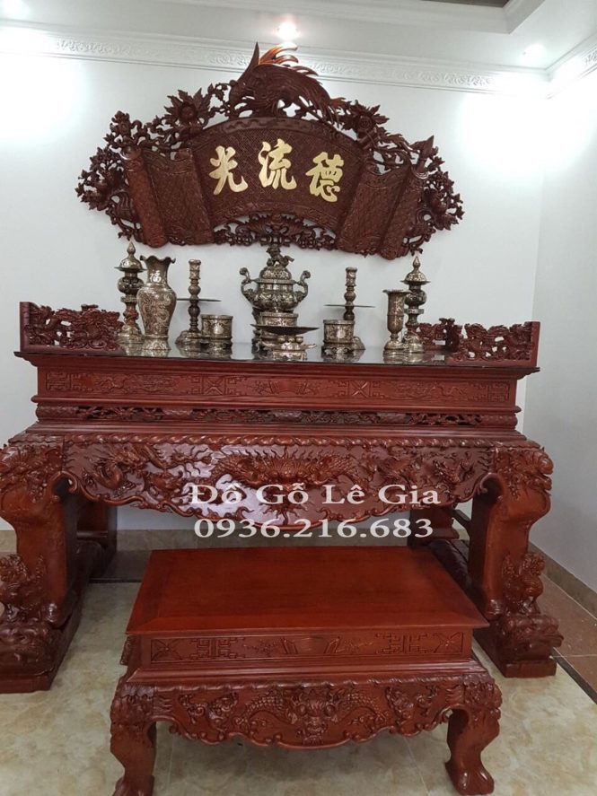 Sập Thờ Tứ Linh Gỗ Gụ ( A Tuyến - Sóc Sơn) 1