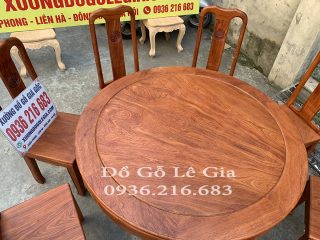 Bàn ăn chữ Thọ 8 ghế 1 bàn Tròn gỗ Hương 10