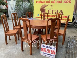 Bàn ăn chữ Thọ 8 ghế 1 bàn Tròn gỗ Hương 8