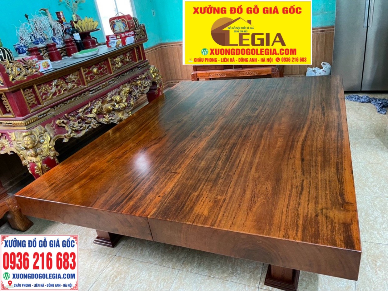 Sập chiếu ngựa Nguyên Khối xẻ từ cây gỗ Gõ đỏ 11