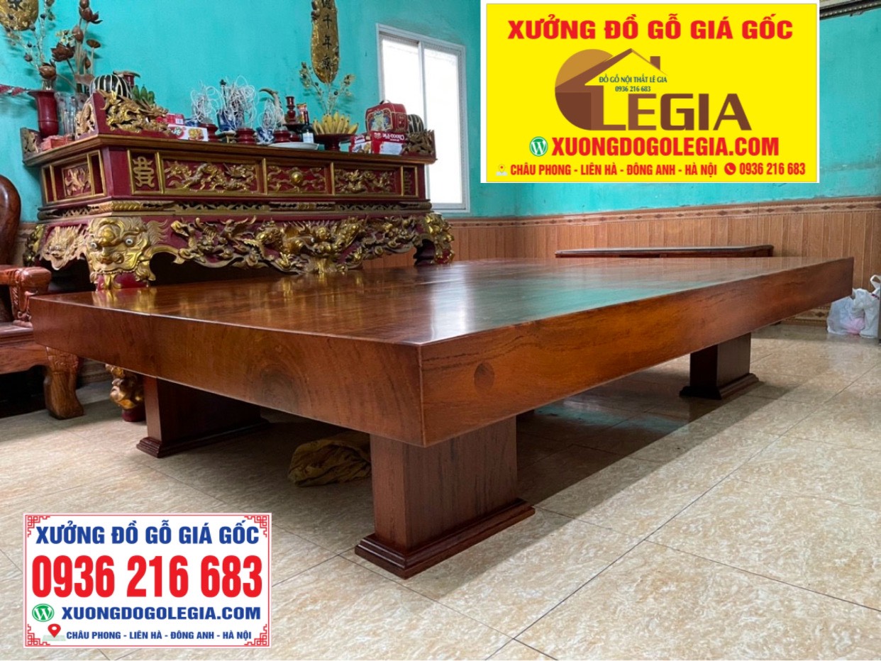 Sập chiếu ngựa Nguyên Khối xẻ từ cây gỗ Gõ đỏ 10