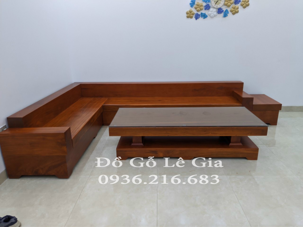 Bộ SoFa Góc Chữ L gỗ Gõ đỏ ( A Chương - Mỹ Đức) 10