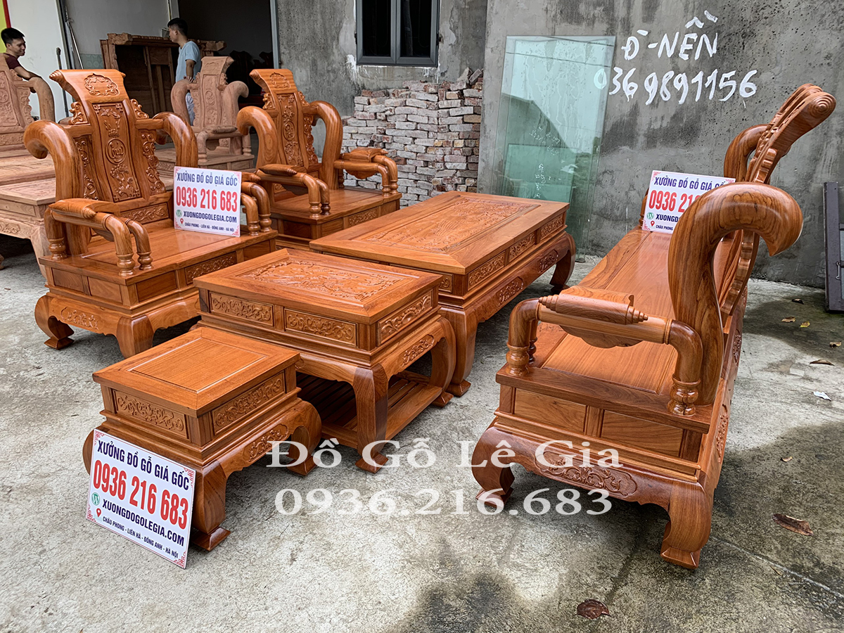 Bộ Tần Thủy Hoàng cột 12 gỗ Gõ đỏ 30