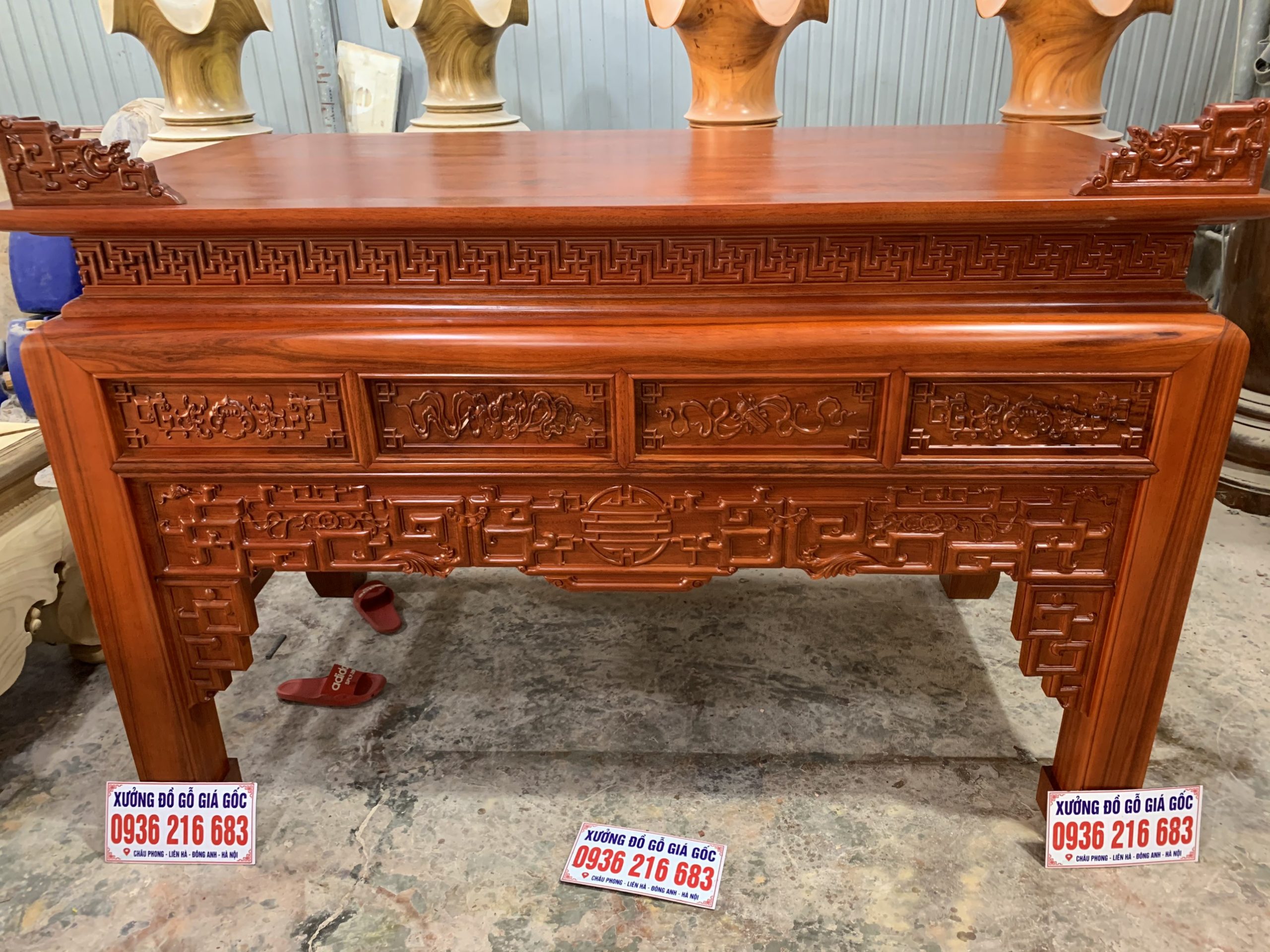 Án gian thờ chân dày 12 gỗ Gụ 10