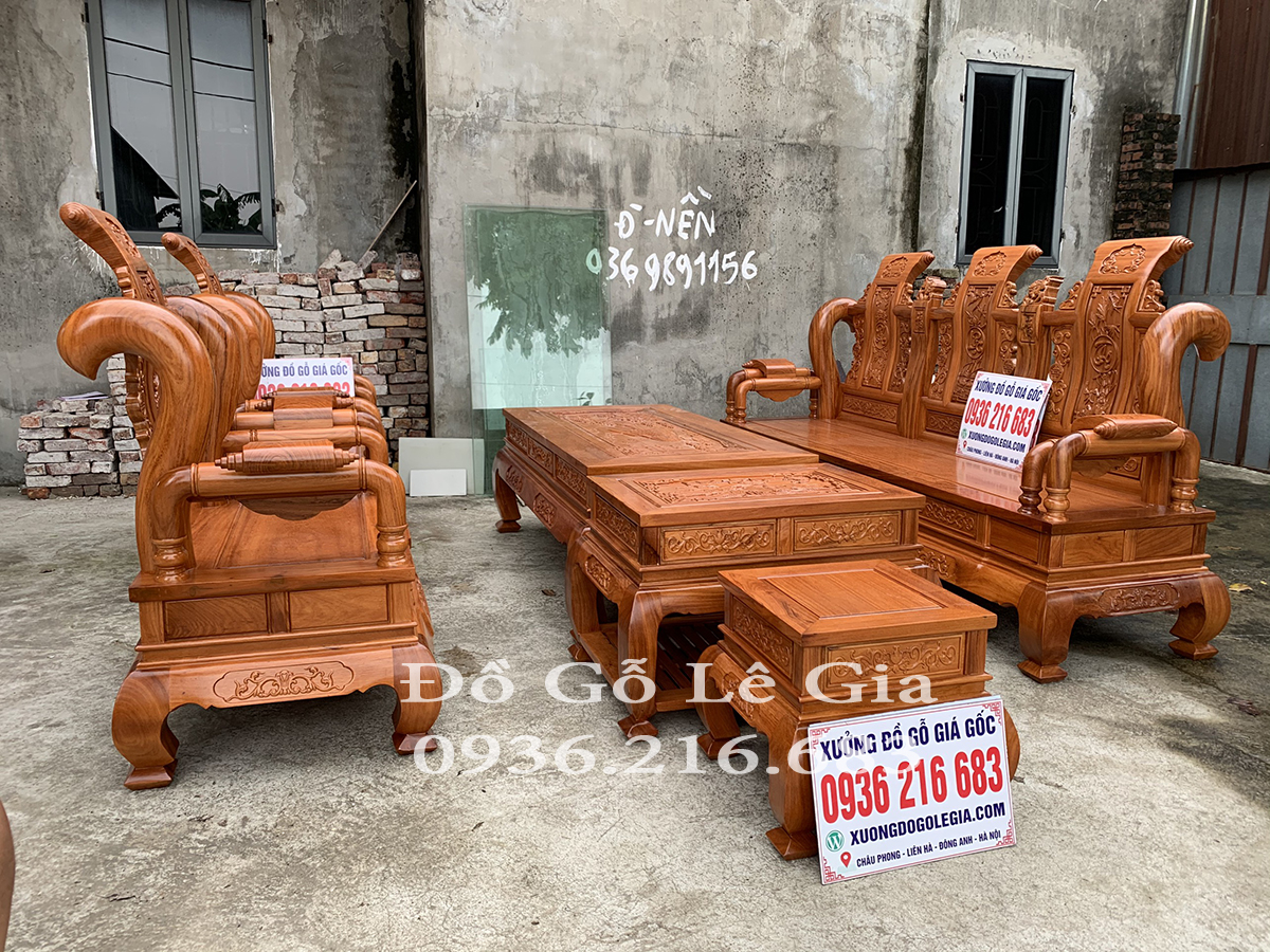 Bộ Tần Thủy Hoàng cột 12 gỗ Gõ đỏ 27